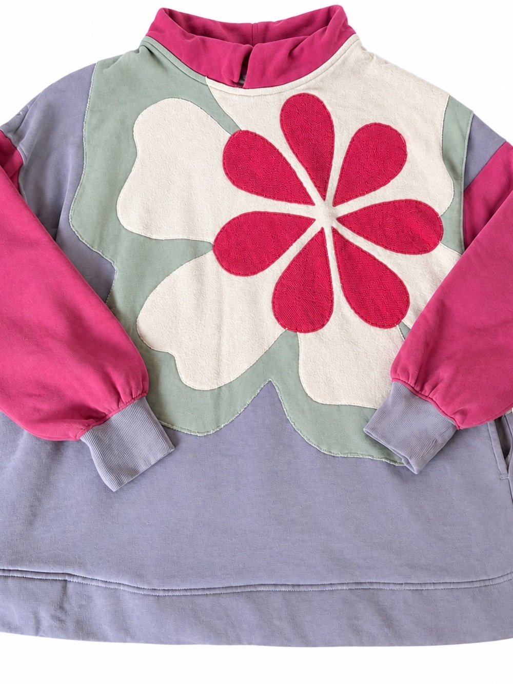 Free People Clover Sweatshirt Hoodie Poppy Combo Oversized Floral EUC Medium